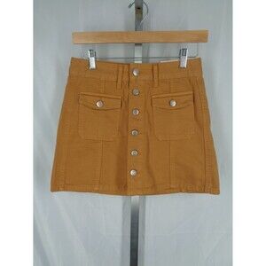 American Eagle Hi Rise A-Line Button Denim Jean Skirt Size 2 New